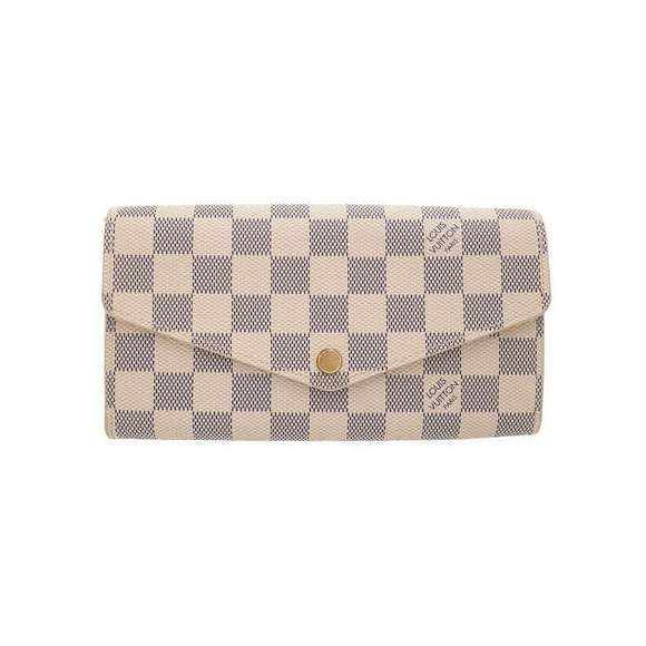 Louis Vuitton Damier Portefeuille Sarah White Azur Wallet Fold Long - Picture 1 of 5